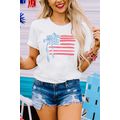 White American Flag Bow Knot Print Crew Neck T ...