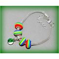 Snake Chain Silver Plated Bracelet Green Marble...