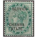 Chamba (ICS) 1887 O1 1/2a Blue-Green SERVICE Mo...
