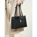 Genuine Leather Women Tote Bags Black