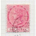 TOBAGO 1885 QV WMK CA SG21 1d ONE PENNY CARMINE...