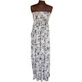 Strapless Dress Sculls Print Long Cotton Elasti...