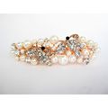 Pearl and crystal gold hair barrette clip brida...