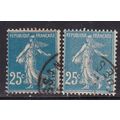 FRANCE 1906 SOWER 25c BLUE 2 X SHADES USED SG33...