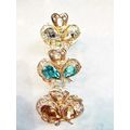Jeweled antique gold hair claw clip with crystals