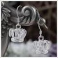 925 Silver Crown Earrings with inlaid Crystal