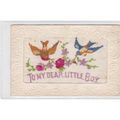 Patriotic Silk Postcard Showing Flowers And Two...