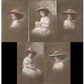 Little Girl set of 5 Real Photos, Christmas Poe...