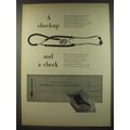 1956 American Cancer Society Advertisement - A checkup and a check