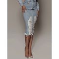 Distressed Slit Denim Skirt