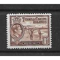 Turks & Caicos.SG196 1d Raking Salt (Red-Brown)...
