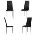 Set of 4 Modern High Back Black PVC Leather Din...