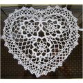 White Heart Shaped Floral Design Doily, 9" x 9 ...