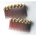 Combs #003 set of 2 wood bead clusters plastic ...