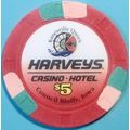 Harveys. $5 Casino Chip. Council Bluffs, IA. X01.