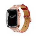 Pearl Diamond Leather Watch Band For Apple Watc...