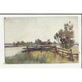 Norfolk ACLE BRIDGE Green's Cottage Art Postcard