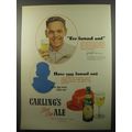 1950 Carling's Red Cap Ale Ad - Jack Kramer - I've found out