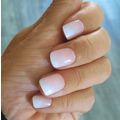 Nude ombre pink french False Nails square short...