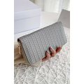 Medium Grey Woven Textured Zip Around Long Wallet