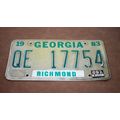 Geogia License Plate 1983