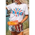 White AMERICA Star Graphic Round Neck Tee