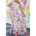 Rose Red Striped Trim Self-tie Straps Floral Ma...