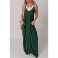 Duffel Green Spaghetti Straps Pocketed Slouchy ...