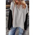 Gray Two Tone Patchwork Drop Shoulder Pullover ...