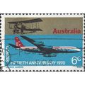 AUSTRALIA, AIR, Qantas, Boeing 707, Avro 504K, blue 1970, 6c