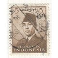 Indonesia 1951 - 5r sepia - President Sukarno -...