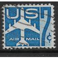 USA 1958 AIR 7c BLUE SILHOUETTE OF JET AIR LINE...