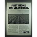 1986 Ciba-Geigy Bicep Ad - First Choice for Clean Fields