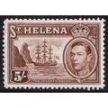 St Helena KGVI 1938-44 5s Chocolate Ship SG139 ...