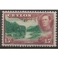 Ceylon 1945 SG390a 15c Green & Red-Brown Wmk Up...