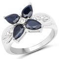 Sapphire and topaz flower designer ring Sterlin...