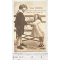 vintage postcard Your Birthday - Boy & Girl