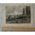 Vintage engraving Rhudd;am Castle and Marshes