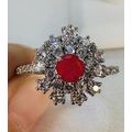 Ring Bomb Party Sz10 RBP Radiant Red Gem & Colo...