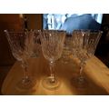 Set 3 Cut Glass Wine Glasses