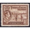 Turks and Caicos KGVI 1938-45 1d Red-Brown Raki...