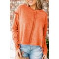 Orange Exposed Seamed High Low Raw Edge Sweatshirt