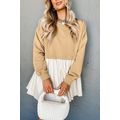 Apricot Color Block Patchwork Ruffled Plus Size...