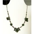 Necklace #042 green flecked agate beads choker ...