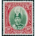 Kedah 1937 30c green & scarlet SG63 unused
