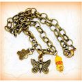 Sale Crystal Butterfly Bear Charm Bronze Neckla...