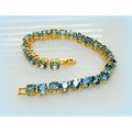 Fine Baby Blue Topaz Crystal Gold Plated Bracel...