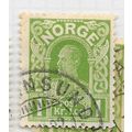 NORWAY 1910 HAAKON 1Kr SOLID BACKGROUND YELLOW-...