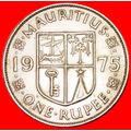 SHIP★ MAURITIUS ★ 1 RUPEE 1975! ELIZABETH II (1...