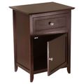 Antique Walnut Wood Finish 1-Drawer Bedroom Nig...